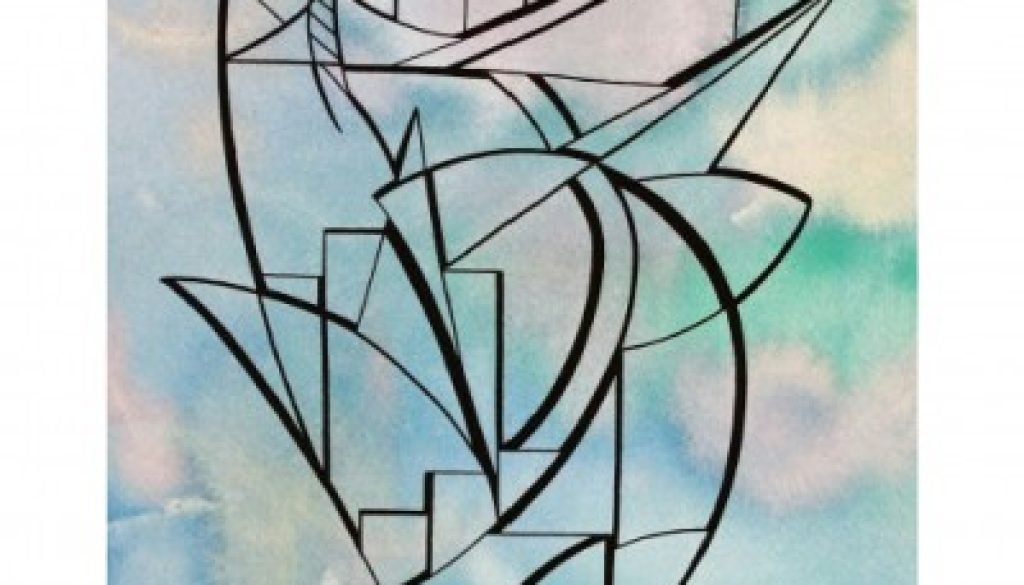 Watercolor and Ink contemporary line art of San Francisco.