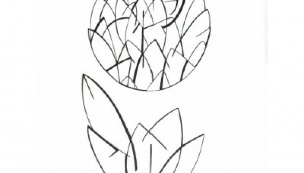 Black and white abstract line drawing in charcoal of a rain drop.