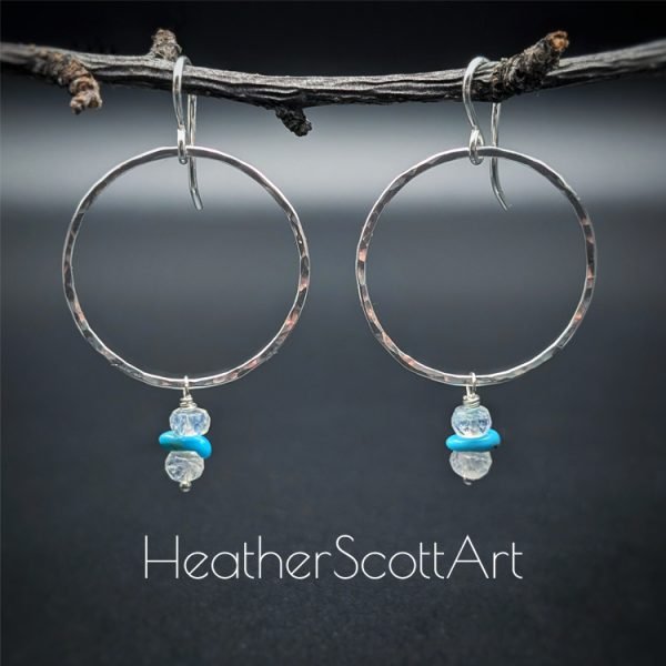 Turquoise & Rainbow Moonstone Earrings