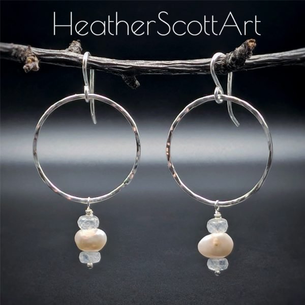 Pearl & Rainbow Moonstone Earrings